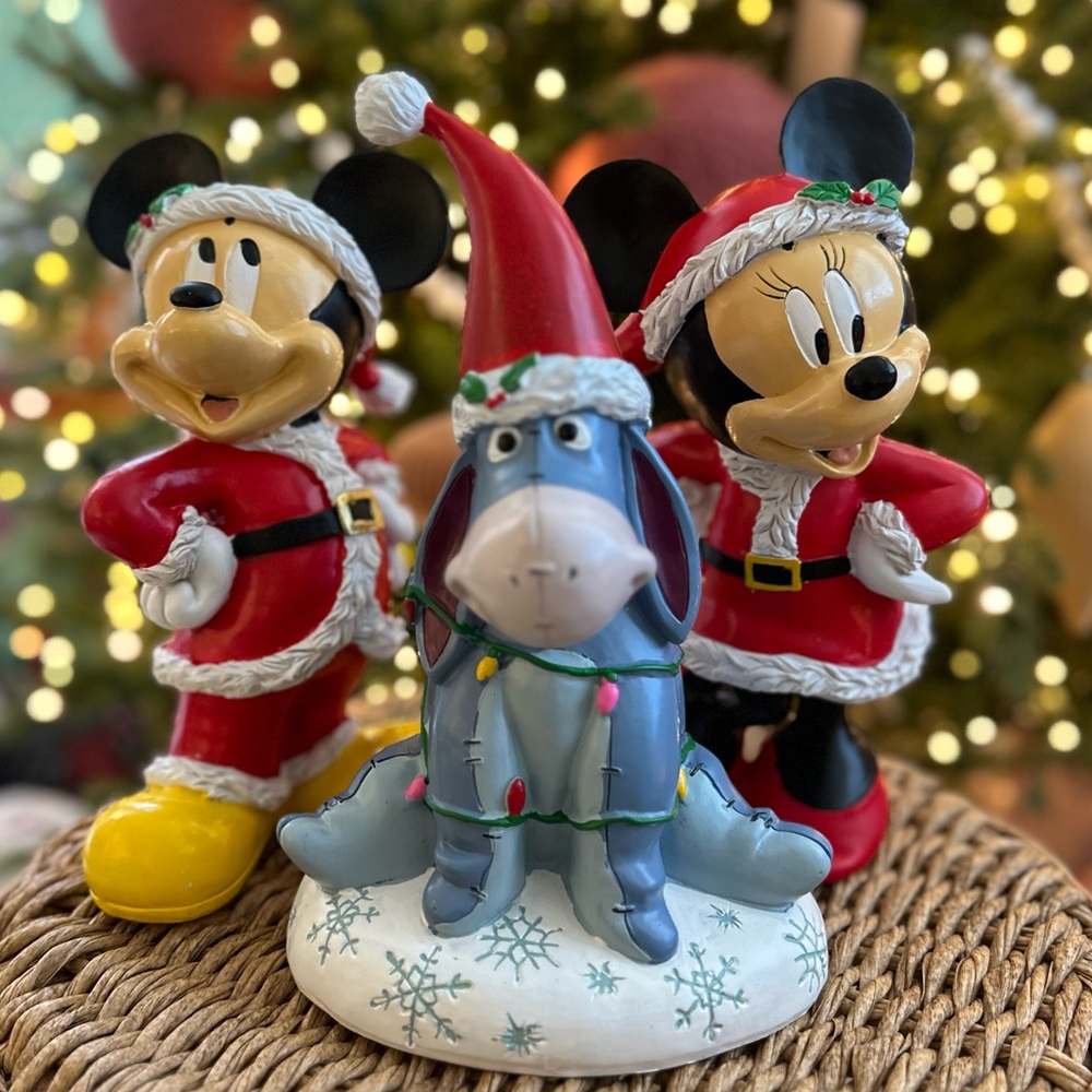 Disney Mickey Minnie Eeyore Christmas Holiday figurine decorations table top